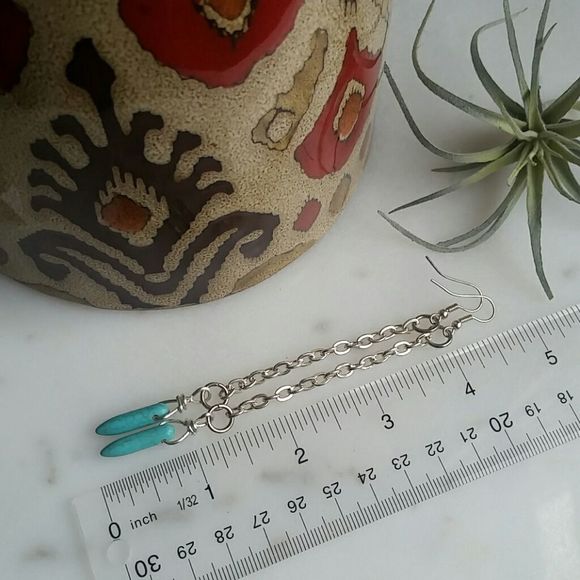 Turquoise Magnesite Earrings Artisan made Boho jewelry - Picture 5 of 9